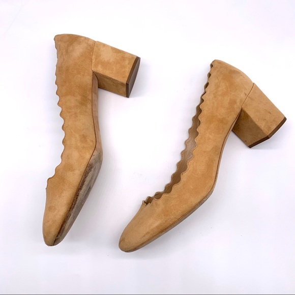 CHLOE Lauren Scalloped Suede Pumps - Picture 4 of 7